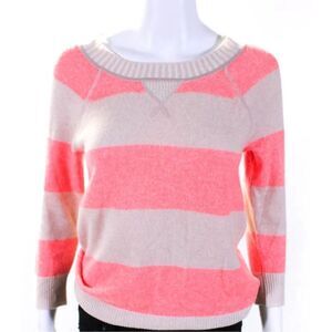 J crew hot pink Italian cashmere striped sweater size XS NWT